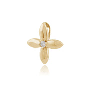Ciondolo floreale in oro giallo 375 con diamante dorato rotondo