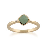 Anello di giada Gemondo, anello di giada verde cuscino in oro giallo da 9 ct - giada