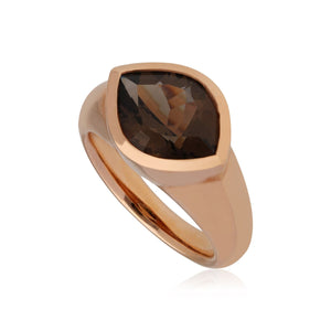 Kosmos Smokey Quartz Cocktail Ring in Rose Gold Plated Sterling Silver