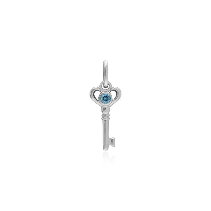Ciondolo classico con lucchetto a cuore intrecciato in argento 925 e ciondoli chiave in topazio azzurro