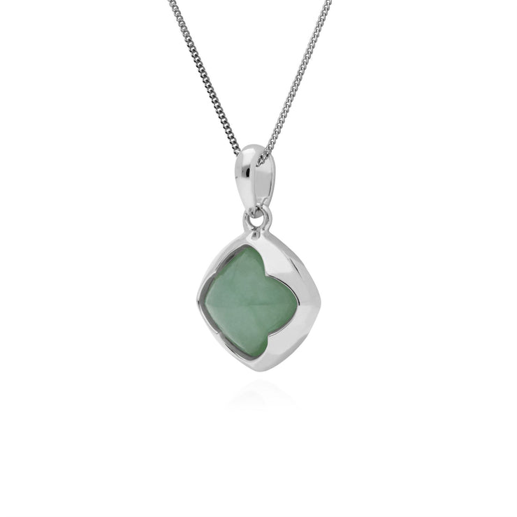 Ciondolo in giada, ciondolo in argento sterling con pan di zucchero e giada su catena da 45 cm