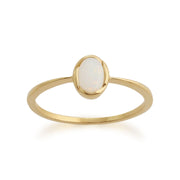 Anello Solitario e Orecchini Classici a Lobo in Oro Giallo 375 Opale Ovale