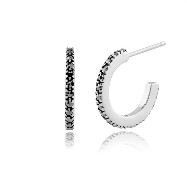 Classici orecchini a mezzo cerchio rotondi in marcasite in argento 925