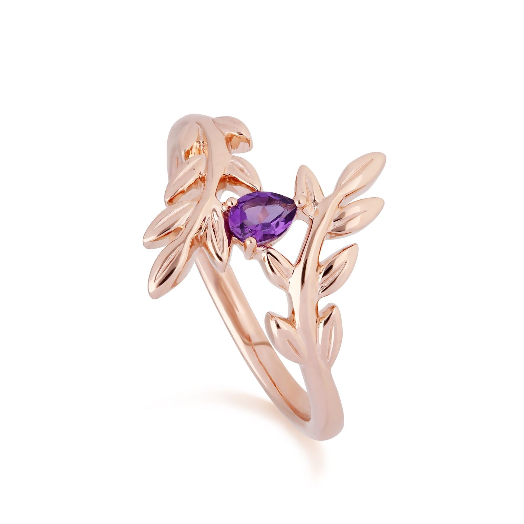 O Leaf Amethyst Olive Branch Ring