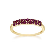 Anello con montatura a pannello con rubino Gemondo da donna in oro giallo da 9 ct - Rubino