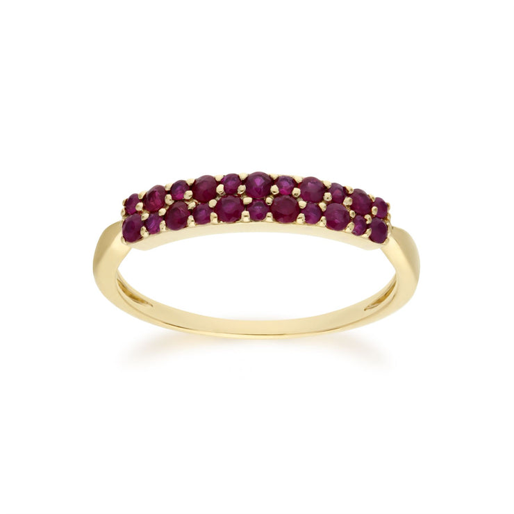 Anello con montatura a pannello con rubino Gemondo da donna in oro giallo da 9 ct - Rubino