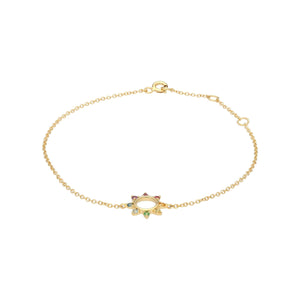 Rainbow Sunburst Bracelet in Gold Plated Sterling Silver