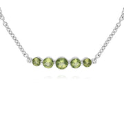 Bracciale in argento sterling con cinque pietre di peridoto rotondo sfumato da 19 cm