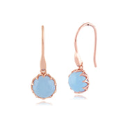 Orecchini pendenti Calo' con giada blu pastello in argento sterling placcato oro rosa da 9 ct