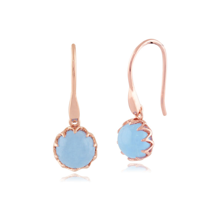 Orecchini pendenti Calo' con giada blu pastello in argento sterling placcato oro rosa da 9 ct
