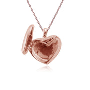 Ciondolo portafoto classico a cuore in argento placcato oro rosa con diamante rotondo