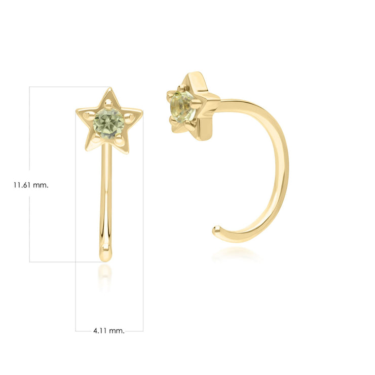 Orecchini a cerchio classici e moderni in oro giallo da 9 ct con peridoto