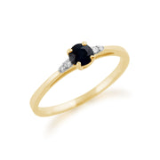 gemondo Anello ZAFFIRO, Oro Giallo da 9 Ct Anello STILE SOLITARIO con ZAFFIRO E DIAMANTI DA 0,33 CARATI