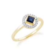 Anello Gemondo con zaffiro, oro giallo da 9 ct, zaffiro da 0,34 ct e anello con diamanti