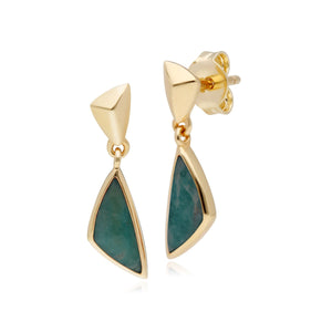 Micro Statement Amazonite Drop Earrings in Gold Plated 925 Sterling Silver