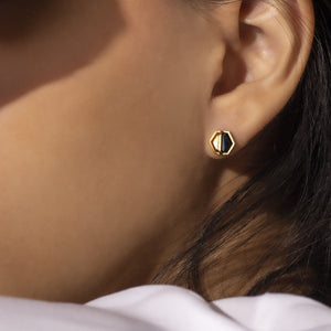 Onyx Hexagon Stud Earrings
