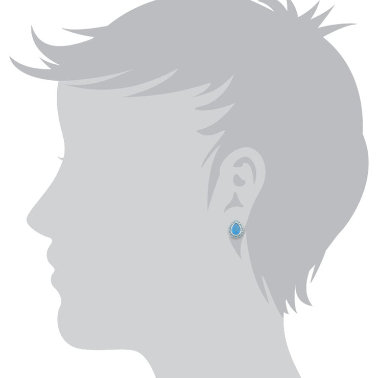 Orecchini a grappolo in argento sterling con giada blu da 2,40 ct e topazio azzurro da 0,40 ct