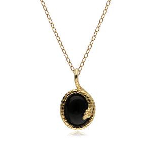 ECFEW™ Oval Onyx Winding Snake Pendant