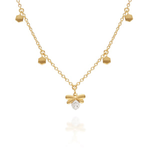 Yellow Gold Bee Choker Necklace