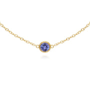 Bracciale con tanzanite, bracciale in oro giallo da 9 ct con pietra singola  rotondo Milgrain da 19 cm