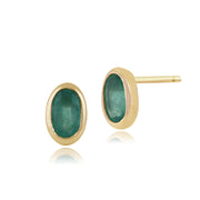 Orecchini ovali con smeraldi classici in oro giallo 375
