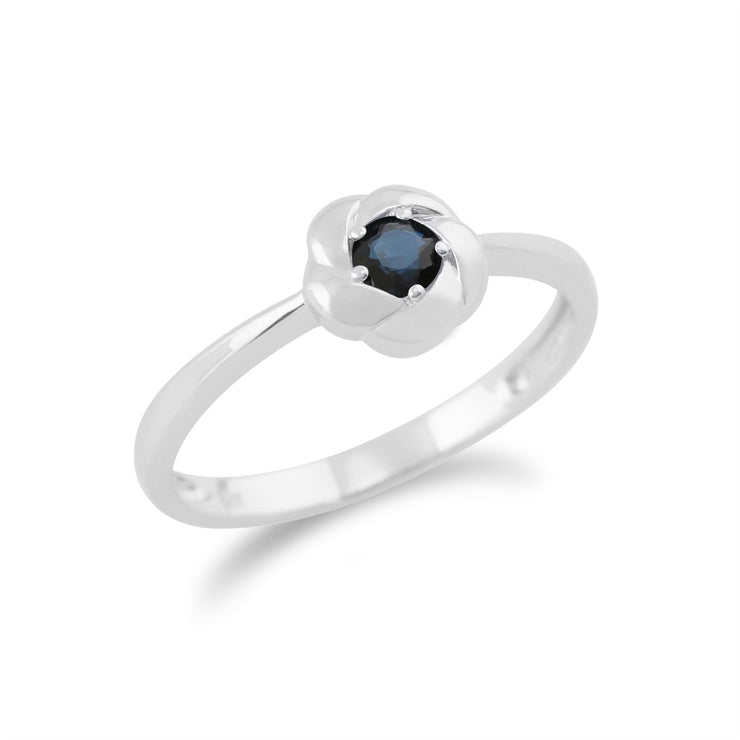 Anello Gemondo con zaffiro, trama intrecciata Anello in oro bianco da 9 ct con zaffiro da 0,20 ct