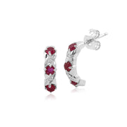 Anello Half Eternity e Orecchini Half Hoop in oro bianco 375, rubini e diamanti