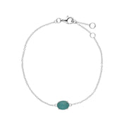Bracciale in argento sterling con pietra singola ovale con amazzonite da 19 cm