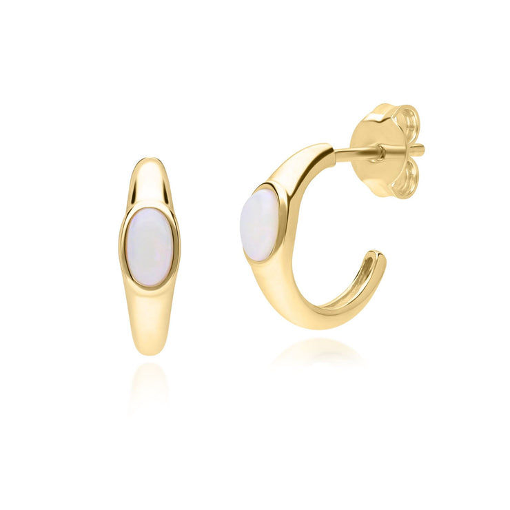 Orecchini ovali classici moderni in argento 925 dorato con oro fino con opale ovale