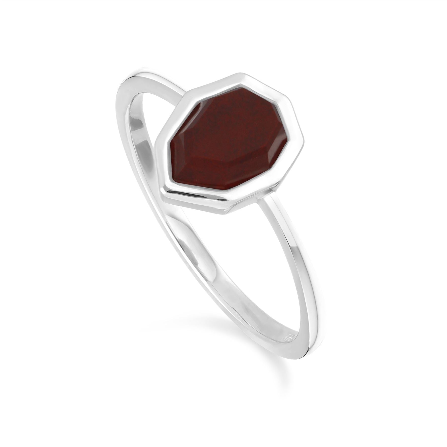 Irregular B Gem Red Jasper Ring in 925 Sterling Silver