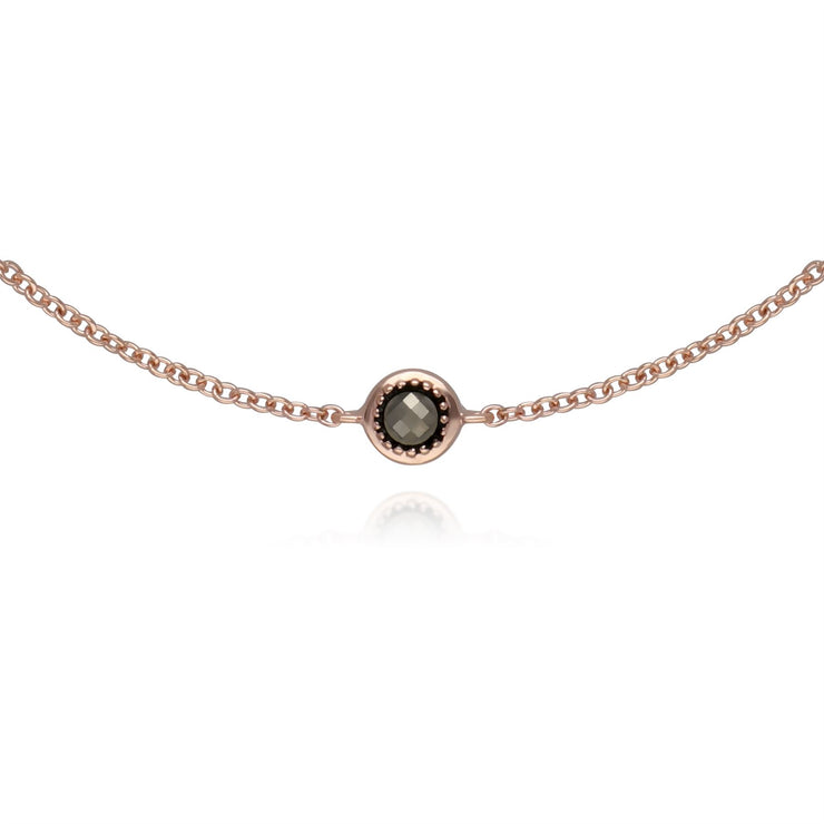 Bracciale in marcasite con cinque pietre in argento sterling placcato oro rosa da 19 cm