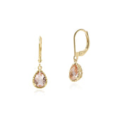 Orecchini pendenti classici in oro giallo 375 con morganite a pera