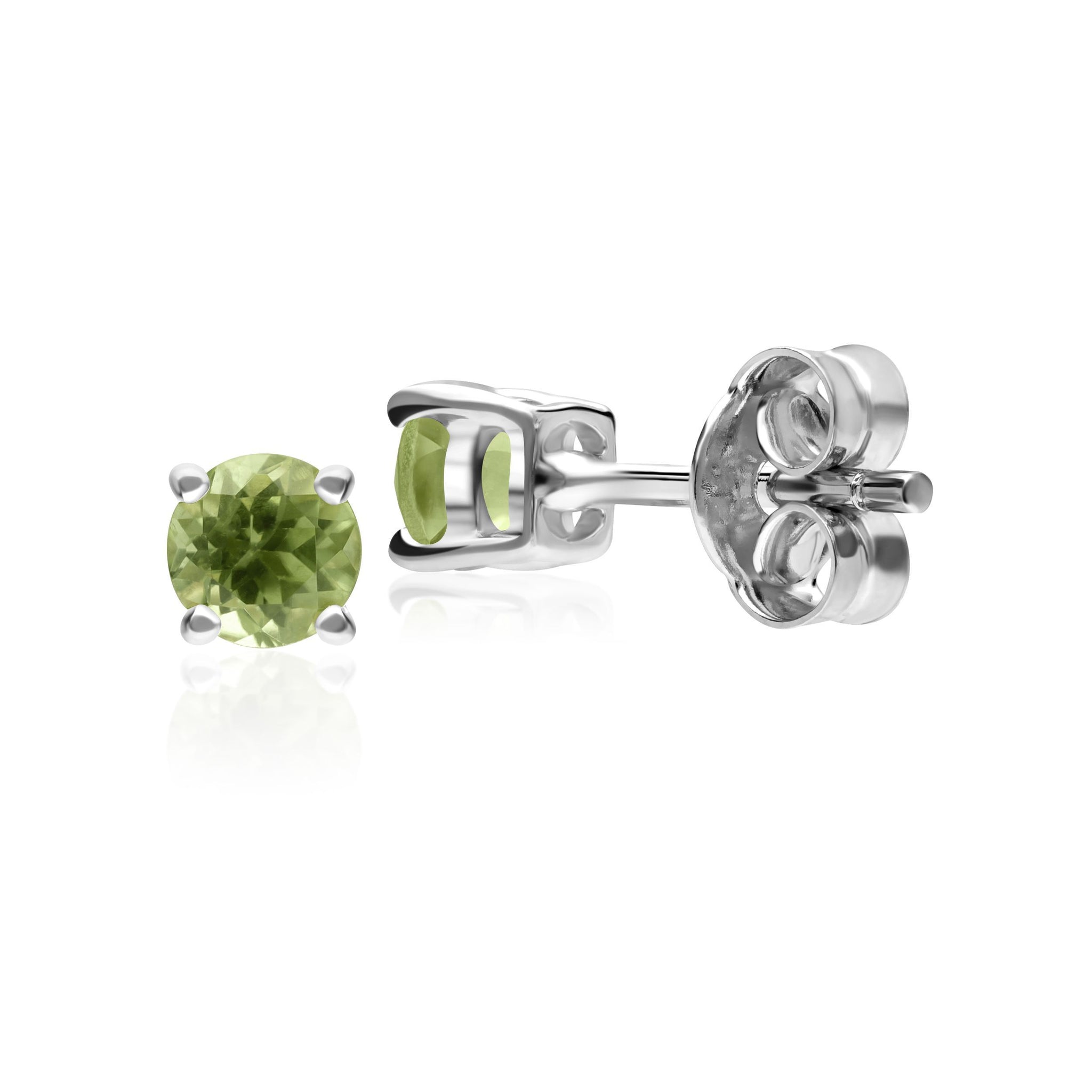 Classic Round Peridot Stud Earrings in 9ct White Gold