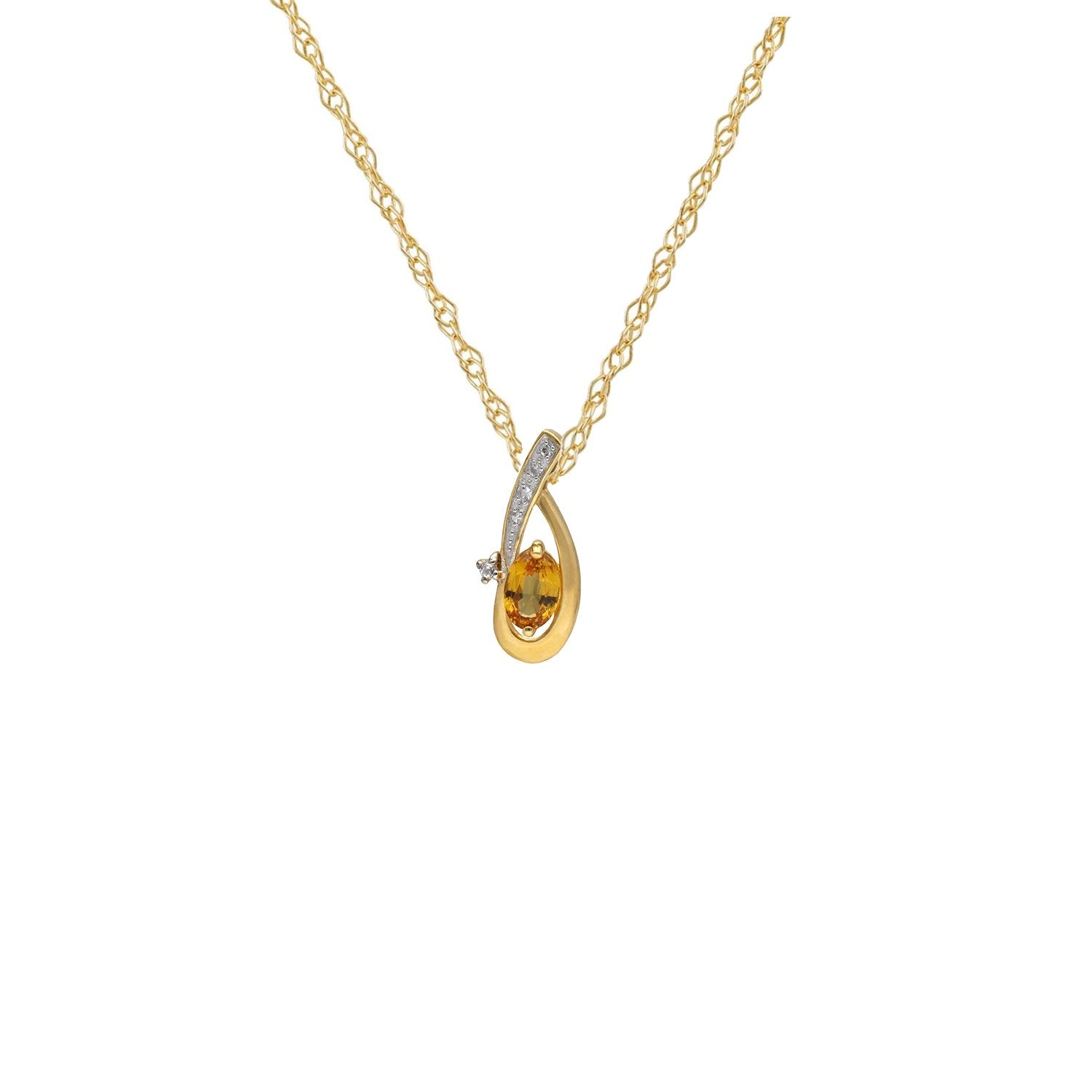 Kosmos Oval Yellow Sapphire and Clear Topaz Pendant in 9ct Yellow Gold