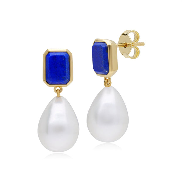 Gemondo Boucles d'Oreilles Pendantes ECFEW™ 'The Unifier' Perle Baroque et Lapis Lazuli