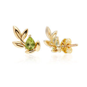 O Leaf Peridot Stud Earrings