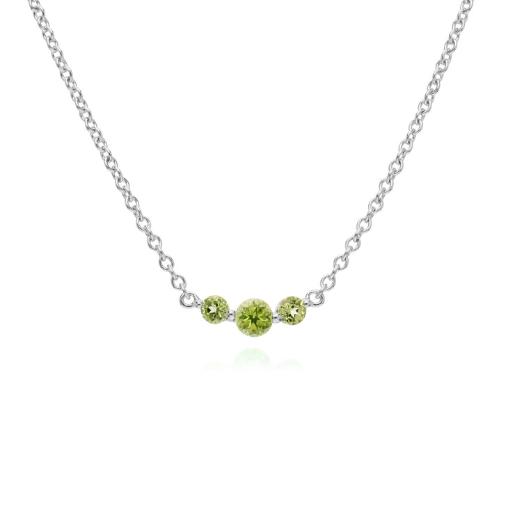 Collana in argento sterling con tre pietre di peridoto e sfumatura rotonda da 45 cm