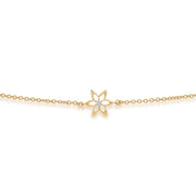 Bracciale con diamanti, bracciale Spring Starflower in oro giallo da 9 ct con diamanti da 0,03 ct