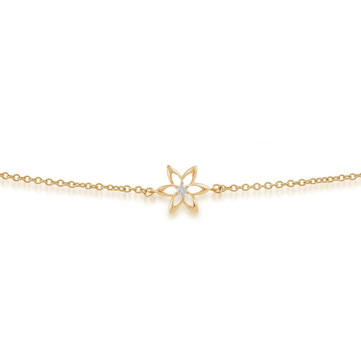 Bracciale con diamanti, bracciale Spring Starflower in oro giallo da 9 ct con diamanti da 0,03 ct