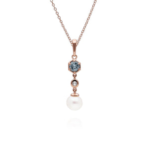 Modern Pearl & Topaz Drop Pendant in Gold Plated Sterling Silver