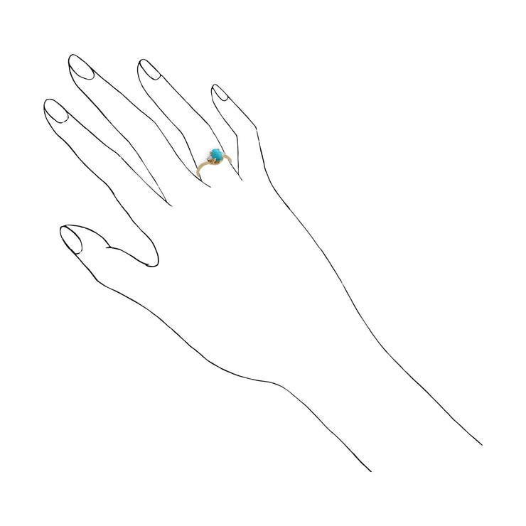 Anello Gemondo con turchese, oro giallo da 9 ct, anello con turchese e diamanti da 0,66 ct