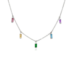 Rainbow Choker Necklace in Sterling Silver