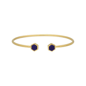 Geometric Hexagon Lapis Lazuli Bangle in Gold Plated Sterling Silver