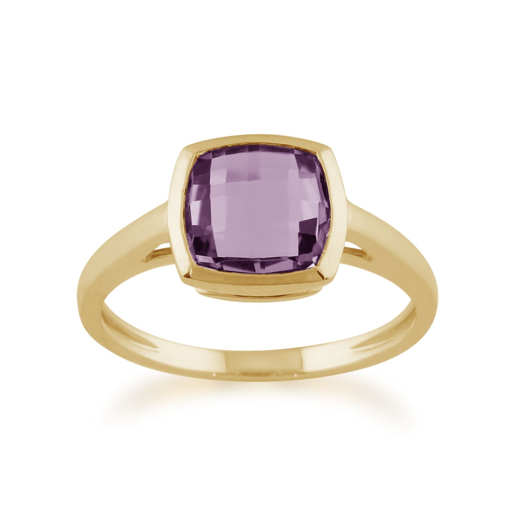 Square Checkerboard Amethyst 9ct Yellow Gold Ring
