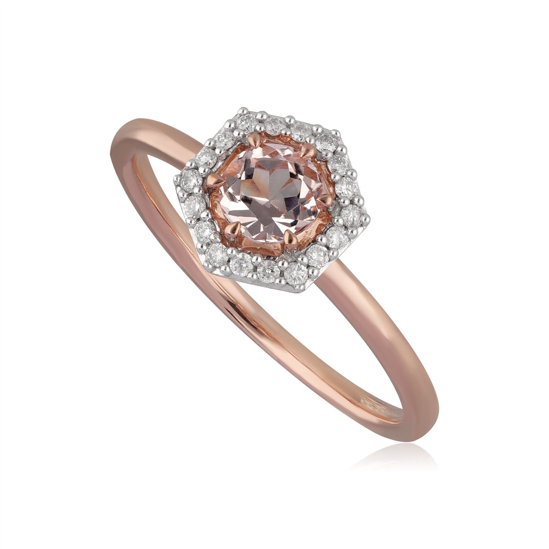 Anello di fidanzamento in oro rosa da 9 ct con Morganite e diamante da 0,378 ct