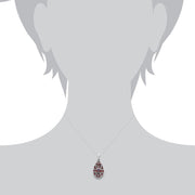 Ciondolo a forma di uovo Fabergé in stile Art Nouveau in argento 925 con ametista