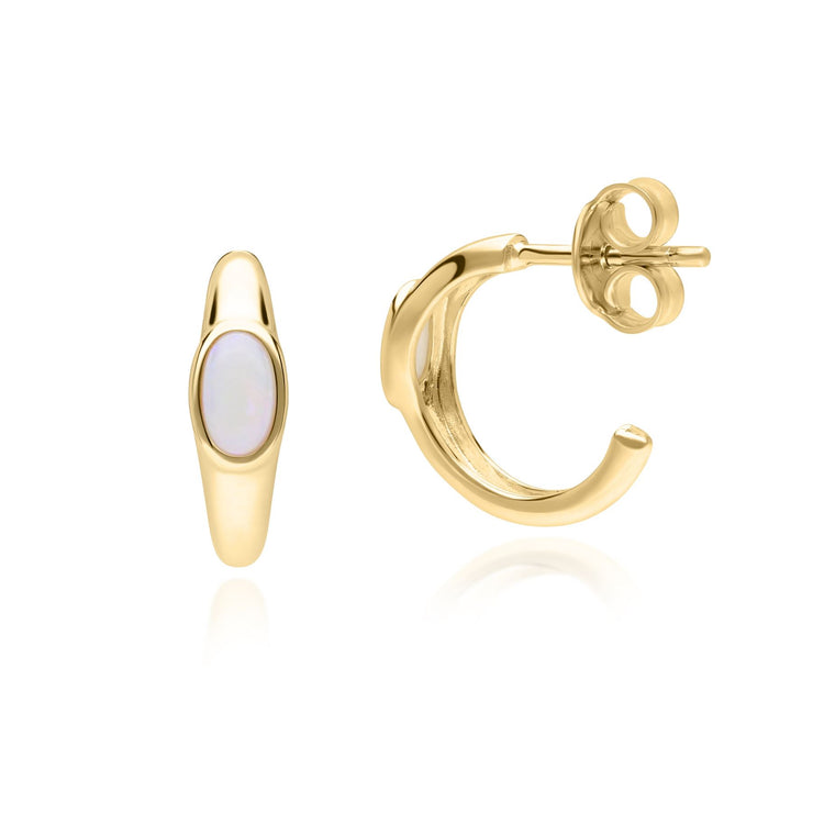 Orecchini ovali classici moderni in argento 925 dorato con oro fino con opale ovale