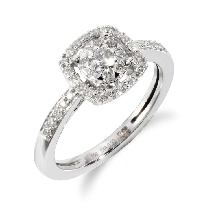 Anello a grappolo Gemondo in oro bianco da 18 ct con diamanti da 0,33 ct