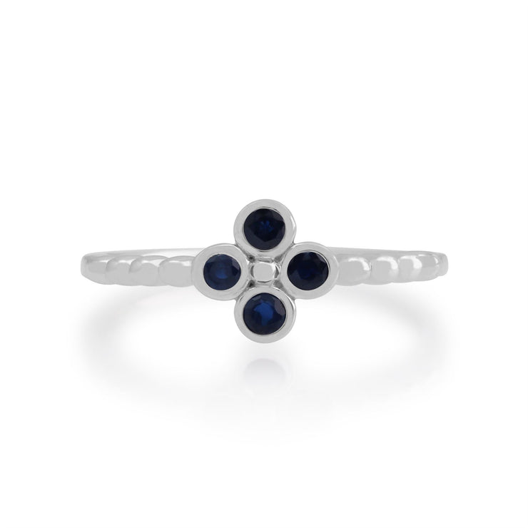 Anello con zaffiro Gemondo, anello a grappolo di zaffiri in argento sterling da 0,24 CT