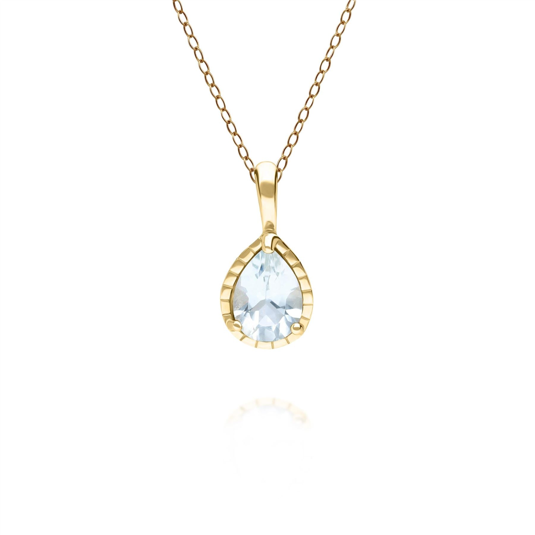 Classico ciondolo collana Acquamarina pera in oro giallo 9 ct